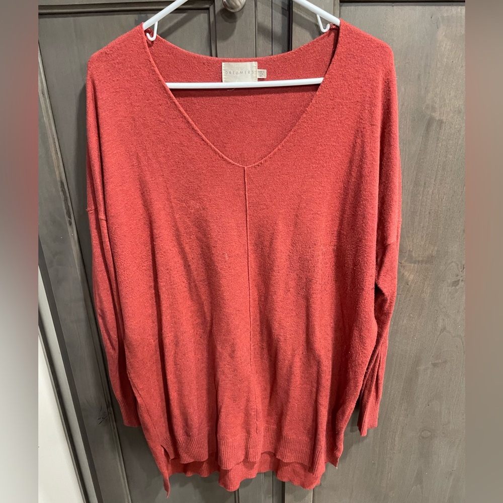 Dreamers rust v neck sweater
